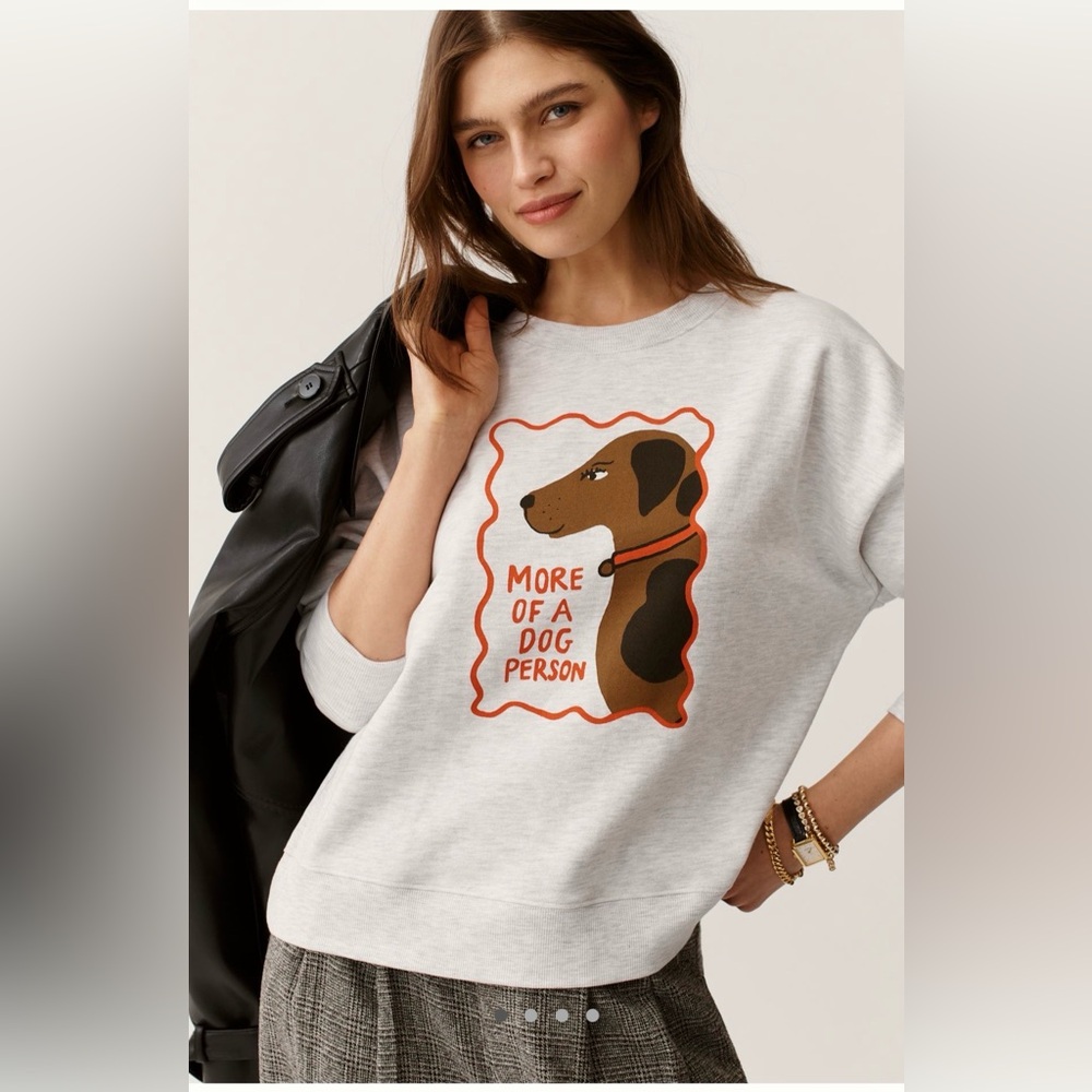 NWT Maeve x Tulastra Studio "Best In Show" dog graphic sweatshirt S - Picture 3 of 5